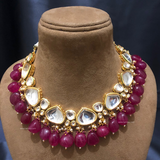 MEEREN Kundan Choker Necklace Set (Ruby)
