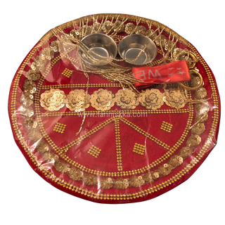 Limited Edition Red Ceremony Plate - with Golden Lariya Beads (Ladkan)