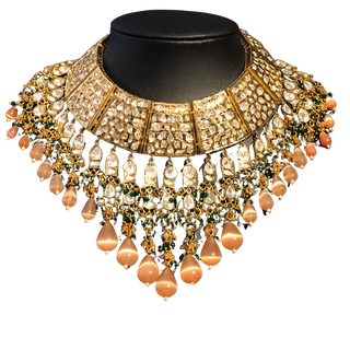 HEER Designer Peach Kundan Necklace Set