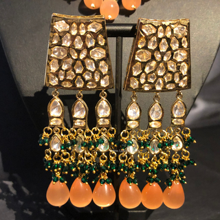 HEER Designer Peach Kundan Necklace Set