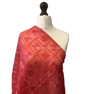 The Coral Ember Phulkari Dupatta