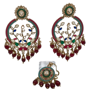 ALIA Designer Earring & Tikka Set - Multi