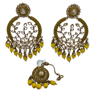 ALIA Designer Earring & Tikka Set - Yellow