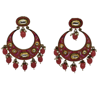 REGAL Meenakari Kundan Earrings - Warm Pink