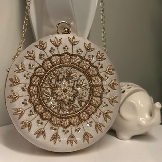 The Pure White Mandala Clutch Bag