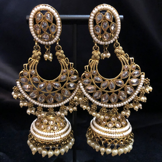 Antique Gold Earrings (Jhumkis) - Golden