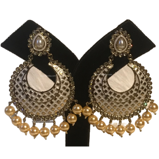 MISHCA Meenakari Earrings - Pearl White