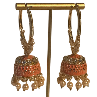 ISHIKA Meenakari (Hand Painted) Jhumki - Peach
