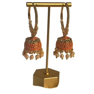 ISHIKA Meenakari (Hand Painted) Jhumki - Peach