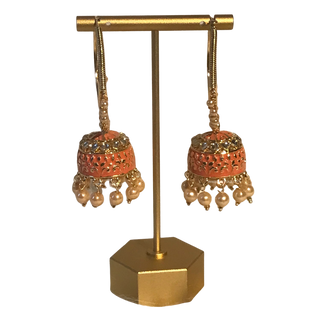 ISHIKA Meenakari (Hand Painted) Jhumki - Peach
