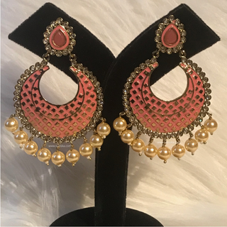 MISHCA Meenakari Earrings - Peachy Coral