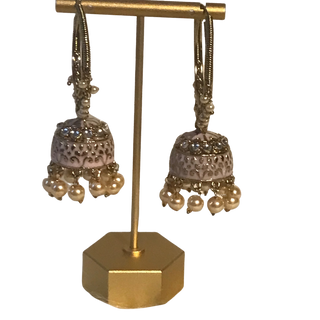 ISHIKA Meenakari (Hand Painted) Jhumki - Taupe