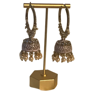 ISHIKA Meenakari (Hand Painted) Jhumki - Taupe