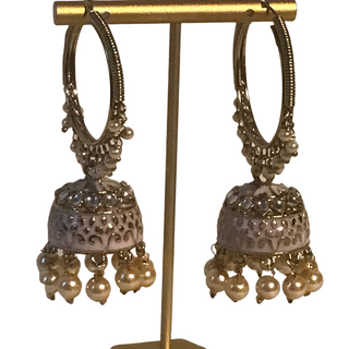ISHIKA Meenakari (Hand Painted) Jhumki - Taupe