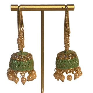 ISHIKA Meenakari (Hand Painted) Jhumki - Mint