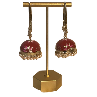 MEERA Meenakari (Hand Painted) Jhumki - Red