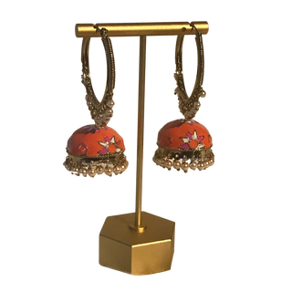 MEERA Meenakari (Hand Painted) Jhumki - Peach