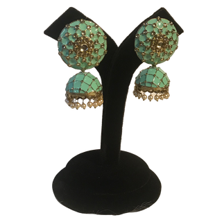 DEEPIKA Meenakari (Hand Painted) Jhumki - Mint