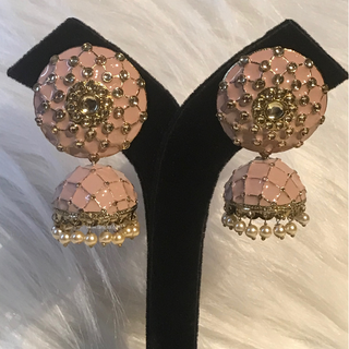 DEEPIKA Meenakari (Hand Painted) Jhumki - Taupe