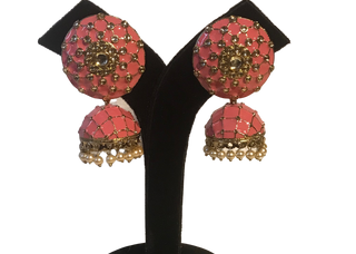 DEEPIKA Meenakari (Hand Painted) Jhumki - Warm Pink