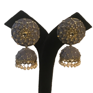 DEEPIKA Meenakari (Hand Painted) Jhumki - Grey