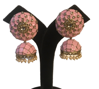 DEEPIKA Meenakari (Hand Painted) Jhumki - Baby Pink